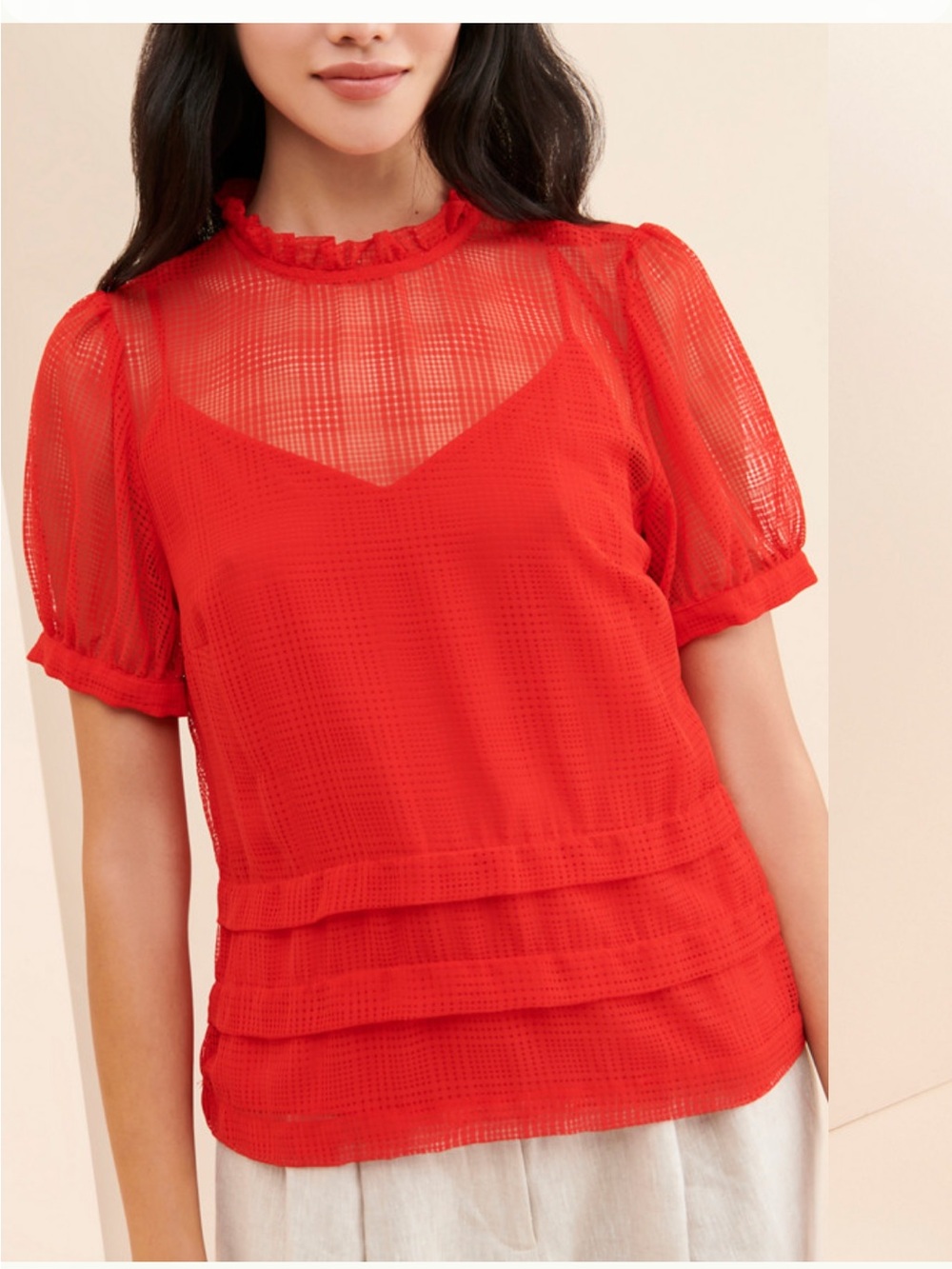 new sienna mock neck anthropologie red RO & DE SIZE MED